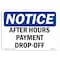 Signmission OSHA Notice, 5" Height, After Hours Payment Drop-Off Sign, 7" X 5", Landscape OS-NS-D-57-L-10071 - alternate 1